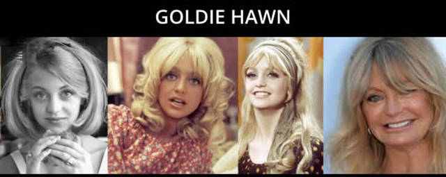 timeline do envelhecimento de Goldie Hawn